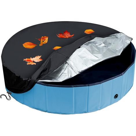 Couverture de Piscine Ronde, Couverture de Piscine pour Chien, Couverture de Piscine avec Cordon, Couvertures De Piscine Pliables, Imperméable à l'eau et à la Poussière, 120 x 30 cm (1/4)