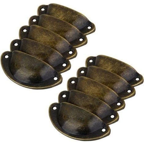Maniglia per porta/cassetto - Non specificata - Modello antico - Confezione da 10 - Ferro duro - Bronzo (1/4)
