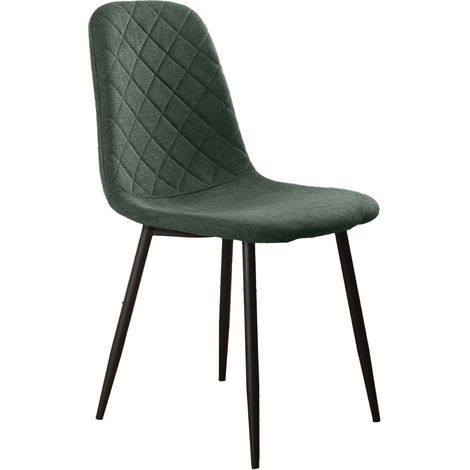 Home Heavenly®- Pack de 4 Sillas de Comedor Suiz - Silla tapizada Diseño Moderno con Respaldo de Costuras en Rombos Color: Verde oscuro/patas negras (1/5)