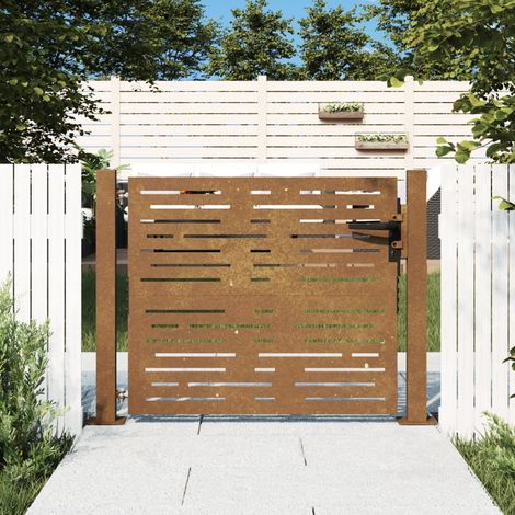 Portail de jardin Portail de clôture Portillons de jardin 105x80 cm acier corten conception de carré XRJR808526 (1/5)