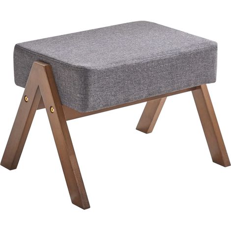 Petit Pouf Ottoman, Tabouret Auxiliaire Chaise, Tabourets de canapé en Bois, Moderne Type A Repose-Pieds, pour Salon, Chambre à Coucher, 40 x 28 x 30CM, Gris foncé (1/5)