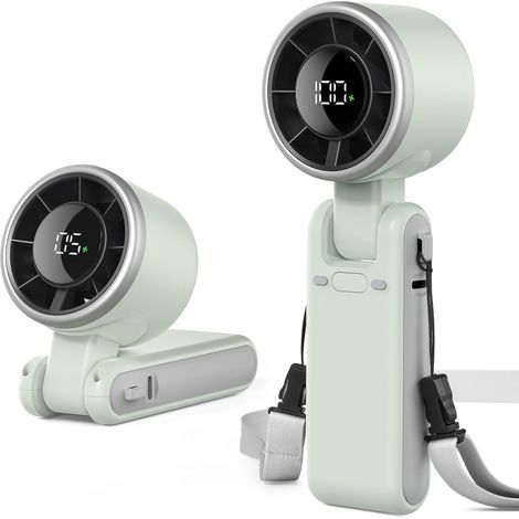 Ventilateur turbo – 10 200 tr/min – 5 vitesses – 4000 mAh – 10h – Pliable – 3-en-1 – 195g – Cordon mains libres – Pour voyage, festival, camping (1/4)