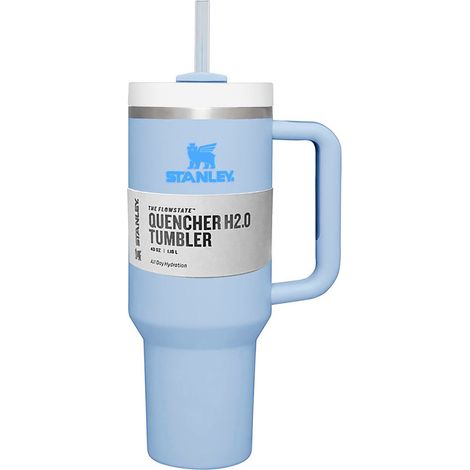 Bouteille isotherme en acier inoxydable, étanche, avec anse et paille - gobelet à café sans fuite pour maison, bureau, voiture, bleu clair (1/5)