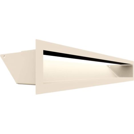 KRATKI griglia di ventilazione AIR  Griglia aria calda 9 x 60 cm  Crema  Griglia di scarico per ventilazione camino  Presa d'aria con un angolo di 45 gradi  resistente al surriscaldamento (1/4)