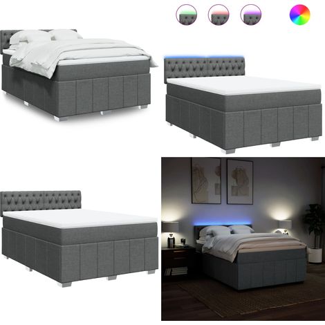 vidaXL Boxspringbett mit Matratze Dunkelgrau 140x200 cm Stoff (1/5)