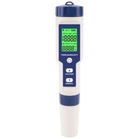 5 en 1 Testeur de Salinité de Piscine et D'eau de Mer - TDS, pH, Conductivité, Température, IP67 (1/4)