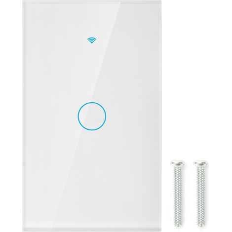 Interrupteur tactile WiFi écran rond 1-voie pour Alexa Google 90-250V CA prise américaine blanc (1/5)