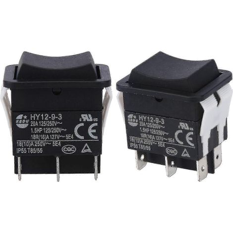 HY12-9-3 Kleiner industrieller Ein-/Ausschalter mit Lichtbogensicherung, einpolig, Wippschalter mit Druckknopf – Gut-2PCS (1/2)