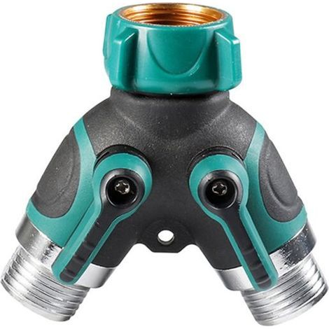 FENOPLASTICARépartiteur de tuyau 2 voies 3/4 po Robinet Connecteur en Y avec vanne d'arrêt, Jardin B (1/4)