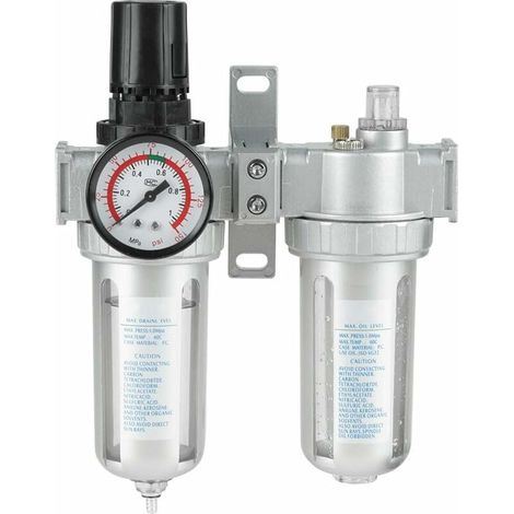 UlisemFilterregler-Öler für Druckluft, Luftkompressor-Filterregler, Druckluft-Filterregler-Kombi-Feuchtigkeitsabscheider, Öl-Wasser-Öler, SFC400-Filter (G1/2) (1/4)