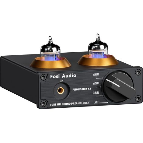 Box X2 Préampli Phono, Amplis pour Platine Vinyle, Remplaçable à Tube à Vide, Trois Modes de Gain Commutables, Ampli Phono avec RCA/3.5mm AUX, Amplificateur HiFi pour Ampli Home Cinema (1/5)