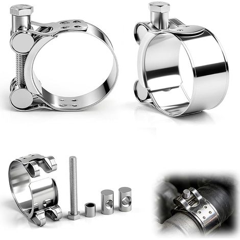 Colliers de serrage en acier inoxydable lot de 8 pièces colliers à boulon articulé colliers de serrage pour tuyaux de 17 à 19 mm adaptés aux tuyaux d'échappement et aux tuyaux d'eau de motos (1/5)