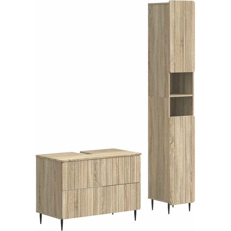 2 Piece Bathroom Cabinet Set ZWOLLE Sonoma Oak Engineered Wood vidaXL
