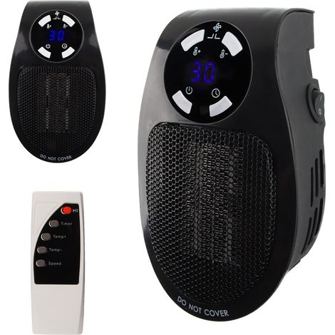 Mini-Elektroheizkörper, Wandheizkörper mit Fernbedienung, 500 W, zweistufiger Elektroheizkörper, Thermostat und Zeitschaltuhr, schwarz (1/5)