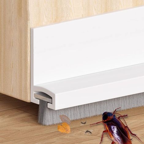 Door Bottom Brush, Self Adhesive White 100 cm Insulation Against Air Currents Noise and Dust Broom for Interior and Exterior Doors Adjustable Waterproof Easy Installation (1/5)