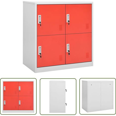 The Living Store Schließfachschrank Hellgrau und Rot 90x45x92,5 cm Stahl - Schliessfachschrank - Metallschrank - Garderobe - Büroorganisation - Lagerraum (1/5)