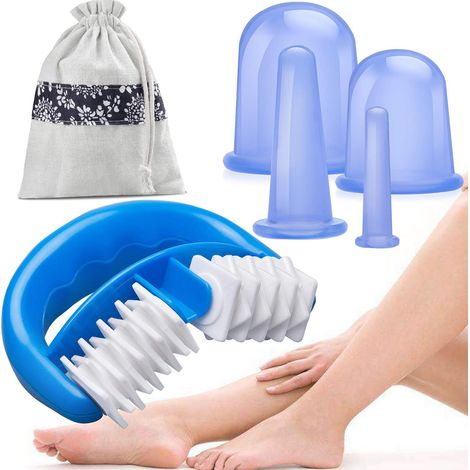 Cupping - Massage Roller - 4 Ventouses En Silicone - Pour Visage Et Corps - Ensemble De Thérapie 6 En 1 (1/5)