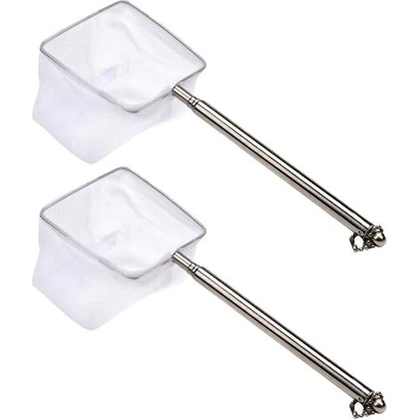 Épuisette Aquarium Lot de 2 - Maille Douce Non Abrasive - Manche Télescopique Métal 13-39cm - Transfert Crevettes Poissons - Nano Bassin (1/5)