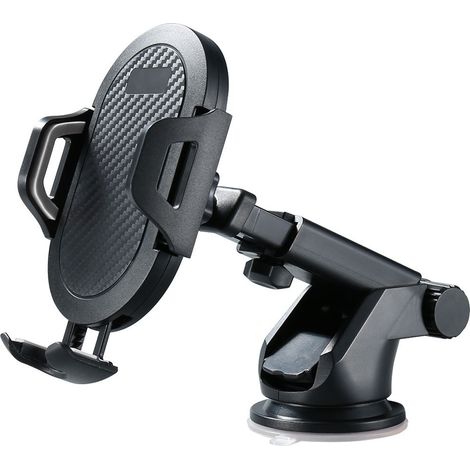 Support de téléphone de voiture 2 en 1 avec ventouse pour pare-brise, rotation à 360°, noir Fontainebleau, pour tableau de bord et tableau de bord (1/5)