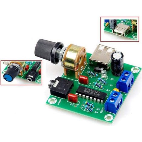 Mini Carte Amplificateur de Puissance 5W + 5W HiFi Deux Canaux PM CM2038 5V Puissance USB Amplificateur (1/4)