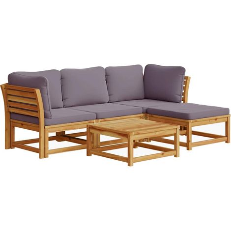 Maison Exclusive - 5-tlg. Garten-Lounge-Set mit Kissen Massivholz