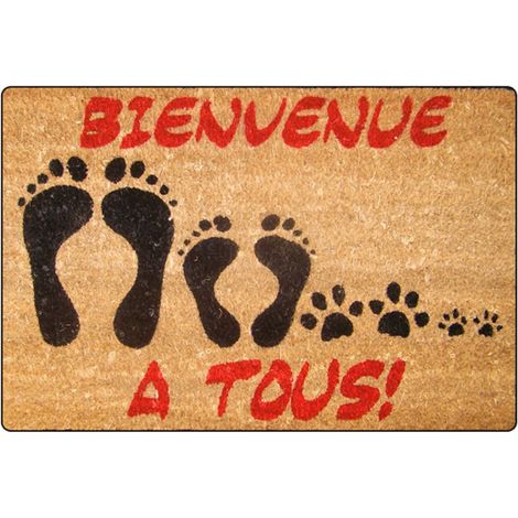 Paillasson en Coco "Bienvenue à Tous" 40x60cm Naturel (1/2)