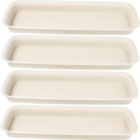 Soucoupe pour Plante 4 Pièces en Plastique Beige, Forme Simple (1/5)