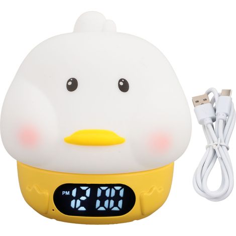 Réveil Lumineux Silicone Canard Rechargeable avec Double Alarme et Minuterie, Lampe de Chevet Tactile LED Multicolore Douce pour Chambre (1/5)