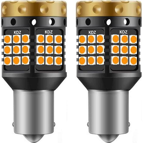Ampoules LED clignotantes 1156 BA15S P21W, ambre, jaune, orange, 3700 lm, 3030, 45 SMD, Canbus, sans erreur, anti-clignotement rapide (lot de 2) (1/5)