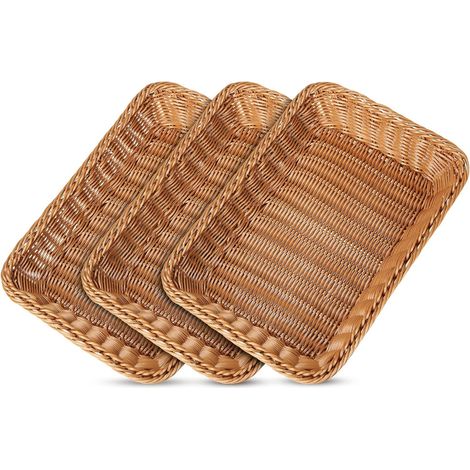 Corbeille a Pain en Osier 35 x 25 x 7 CM Panier Pain Empilables Panier a Pain de Service Brun 3 Pièces (1/4)