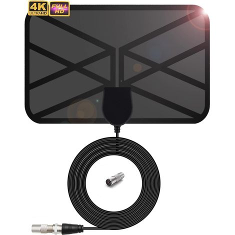 36DBI Antenne TV Intérieur, 200 km d'autonomie Antenne TNT Puissante  Signal Amplificateur Booster, 3m Câble Coaxial, Soutenir TV HD, 1080P 4K FM, VHF, UHF (1/5)