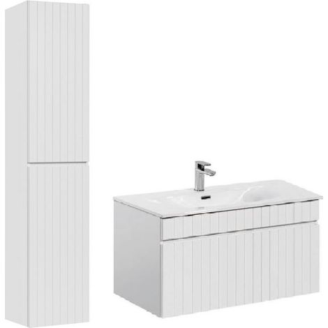 Ensemble meuble vasque à encastrer + colonne + 100 cm - Emblematic White - Livraison gratuite (1/5)