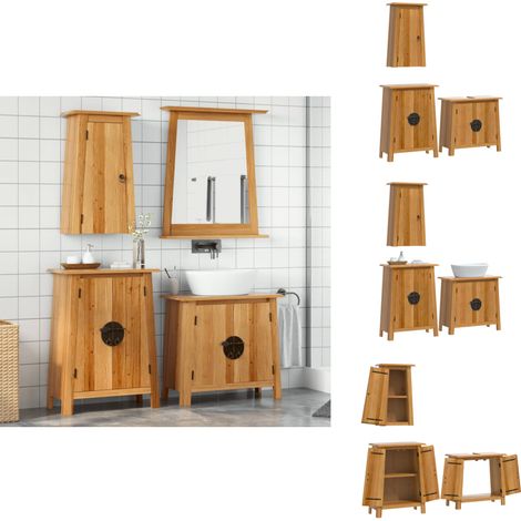 3-tlg. Badmöbel-Set Massivholz Kiefer - Badmöbel - Badschränke - Kiefernholzmöbel - Vintage Badezimmer - Badezimmer Einrichtung (1/5)