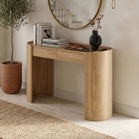 Console 2 tiroirs 120x45x82cm en bois de manguier naturel - SEITO (1/5)