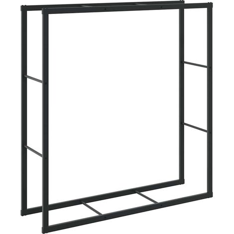 Maison Exclusive - Leñero de acero negro 110x30x116 cm (1/5)