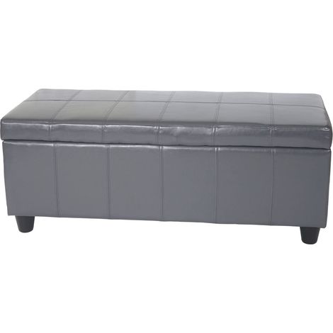 [NON UTILIZZATO] Panca contenitore elegante Kriens pelle rivestita e ecopelle 112x45x45cm, grigio (1/5)