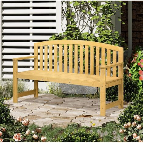 Banco de jardín de 2 plazas de madera, 143 x 51 x 85 cm, naranja DESVIAE (1/5)