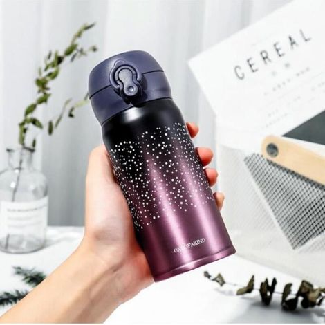 Bouteille D\'eau Isotherme en Acier Inox Gourde Portable de Motif Voûte Etoilée Réutilisable pour Sport Camping Randonnée 500ml