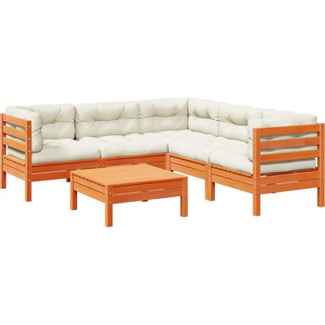 Maison Exclusive - Set de sofás jardín 6 pzas con cojines madera (1/5)