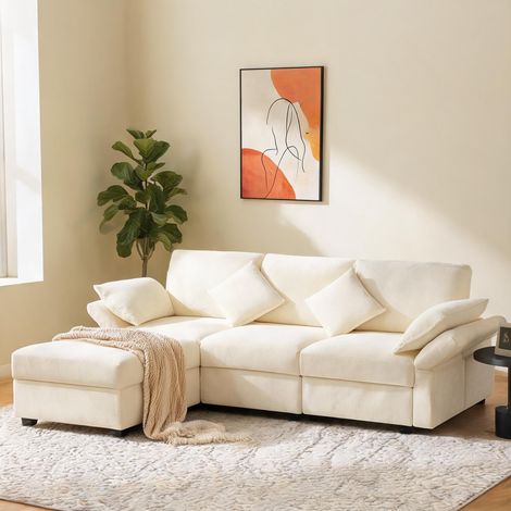 Canapé d'angle convertible avec pouf et accoudoirs réglables (1/5)