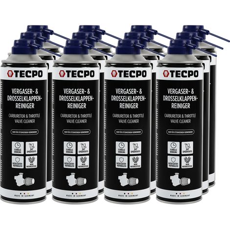 TECPO Vergaser- und Drosselklappenreiniger 12x 500ml Lösemittel AGR Ventil Reiniger Carburetor Cleaner Einspritzdüsen Düsenreiniger Ansaugreiniger