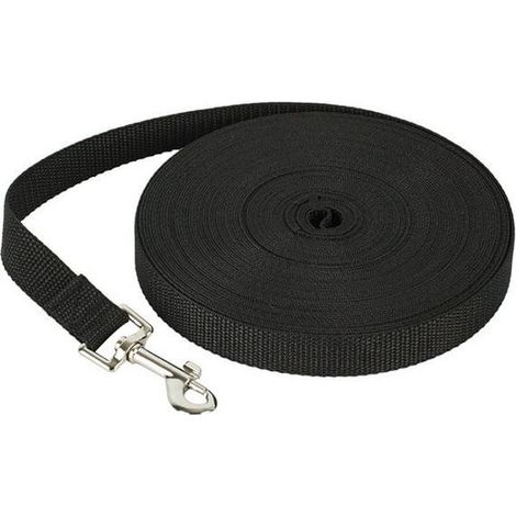 Laisse pour chien, laisse de dressage, longue laisse avec poignée pour chiens de petite à grande taille, noire (15 m) (1/5)