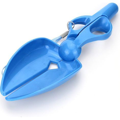 Pala para excrementos de mascotas, cuchara para excrementos de perros, recogedor de desechos, mango con mandíbula, eliminación de desechos, herramienta de higiene para el inodoro (azul) (1/5)