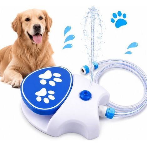 Fontaine à eau pour chien activée par la patte – Fontaine d'extérieur – Distributeur d'eau automatique – Jouet interactif rafraîchissant pour l'été – Raccordement tuyau d'arrosage (1/5)