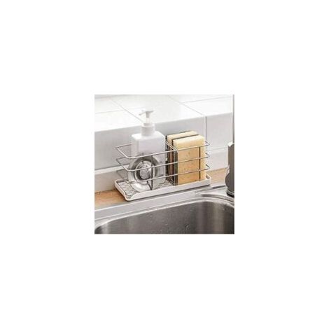 Supporto in acciaio inox 304, lavello da cucina multifunzionale, scolapiatti, piastra sospesa regolabile, bianco - Crezuo