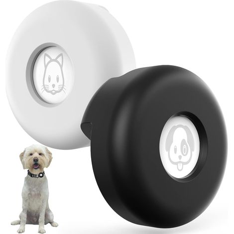 Support De Collier Pour Chien Et Chat - Fixation Silicone Sans Bruit - Compatible Boucle Standard - Lot De 2 Noir Et Blanc (1/5)