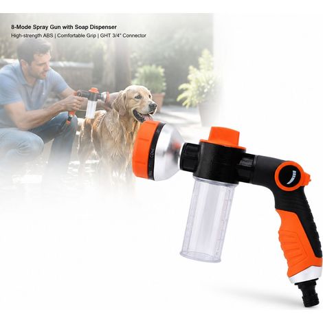 Toivize-Pistolet d'Arrosage 8 Modes - Distributeur Savon - ABS - Tuyau Jardin Chien Voiture Plante (1/4)