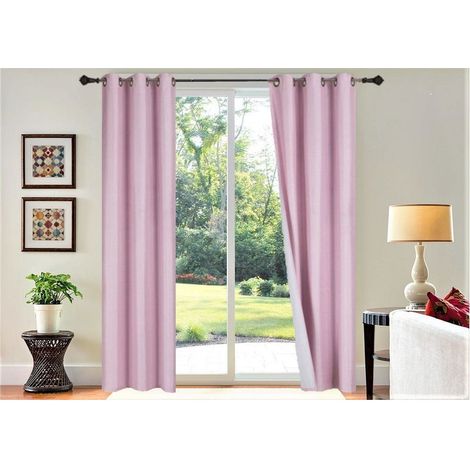 Rideaux Occultants 100% Obscurcissants - Lot de 2 Panneaux 84" (213cm) Longs - Rose Clair - à Oeillets - Décor Chambre (1/5)