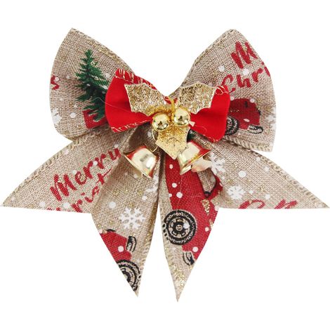 Nœuds Papillon De Noël - 8 Pièces - Pour Décoration Arbre De Noël Fenêtres Couronnes Cadeaux - Rouge Vert Or Blanc (1/5)