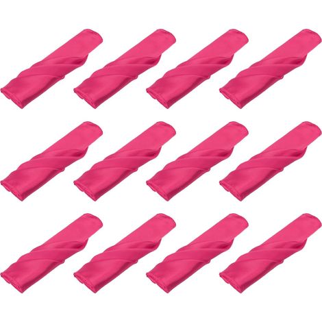 12 Pièces Serviettes de Table en Satin Rouge Rose 17×17 Pouces (1/5)